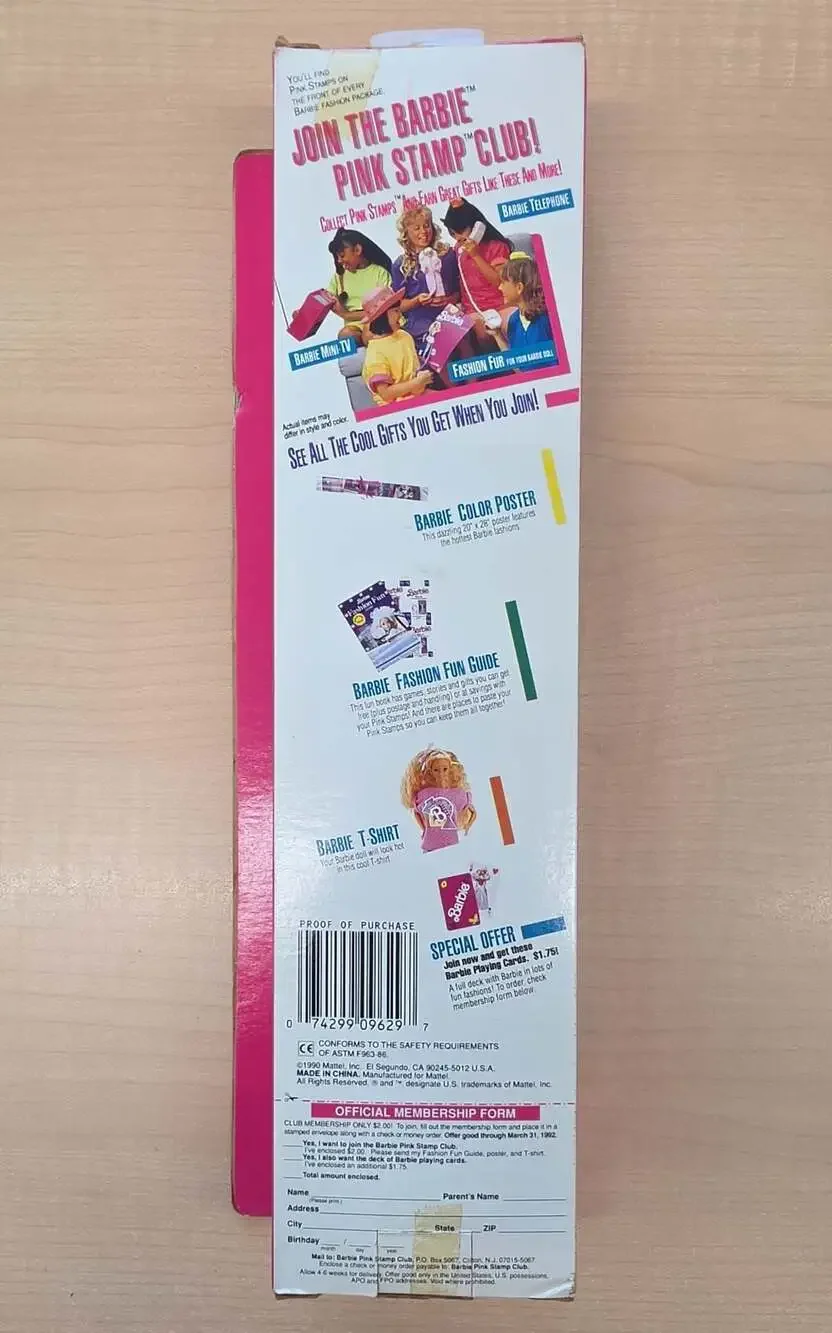 Vintage 1990 Mattel Fashion Play Barbie Doll New In Box